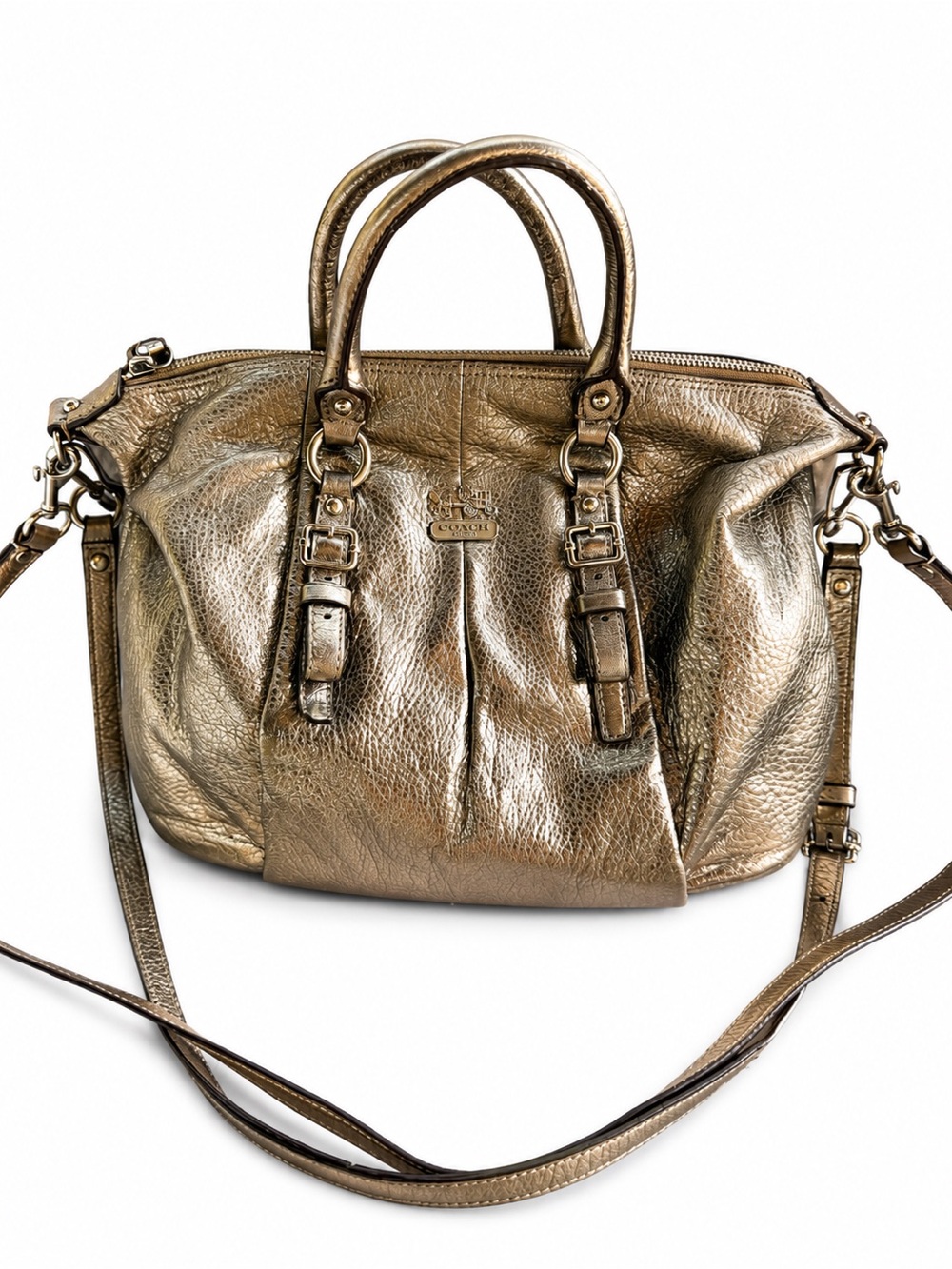 Coach Madison Juliette Metallic Bronze Leather Satchel w/ Removable Strap 21252